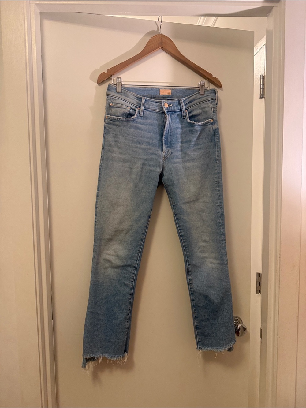 MOTHER Light Blue Insider Crop Jeans